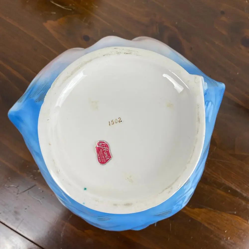 Vintage 50s Lefton Miss Priss Blue Cat Planter Vase Cookie Jar Base Kitsch #1502